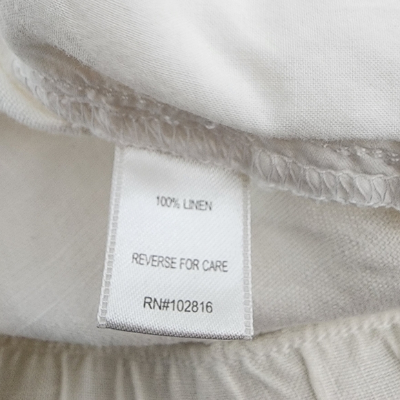 Garnet Hill White Cropped 100% Linen Pants Size 8 - Picture 11 of 12